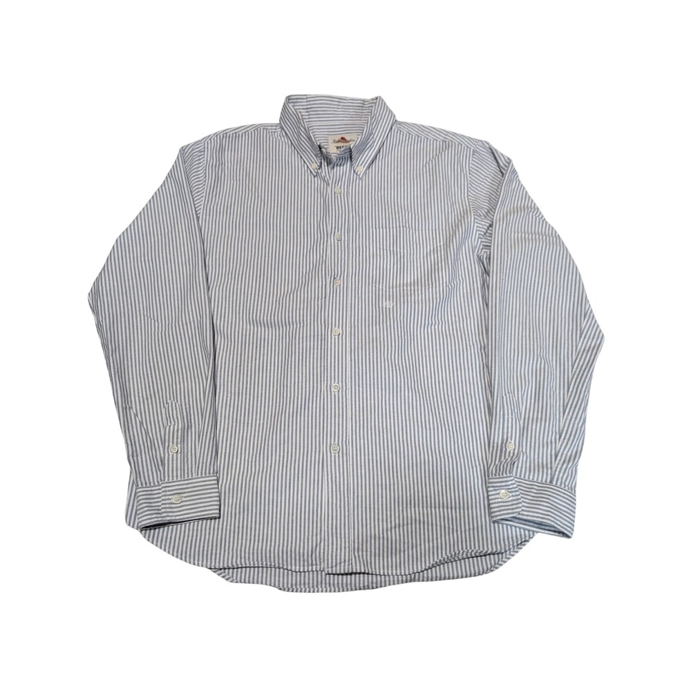 Knickerbocker Shirt Men L Blue Beefy Oxford Cloth Striped Button Down Heritage